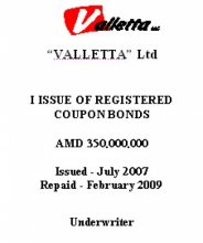 "BONDS OF “VALLETTA" LTD (I ISSUE)