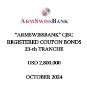 "ARMSWISSBANK" CJSC REGISTERED COUPON BONDS  23-th TRANCHE