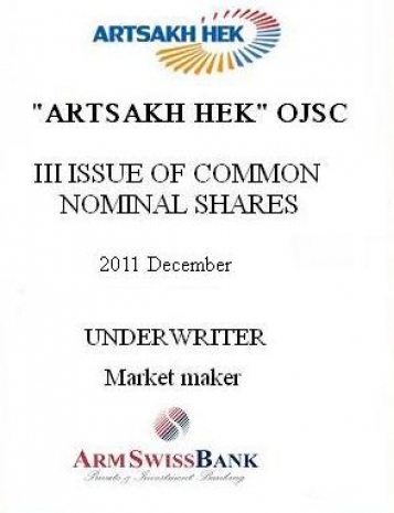 SHARES OF "ARTSAKH HEK" OJSC